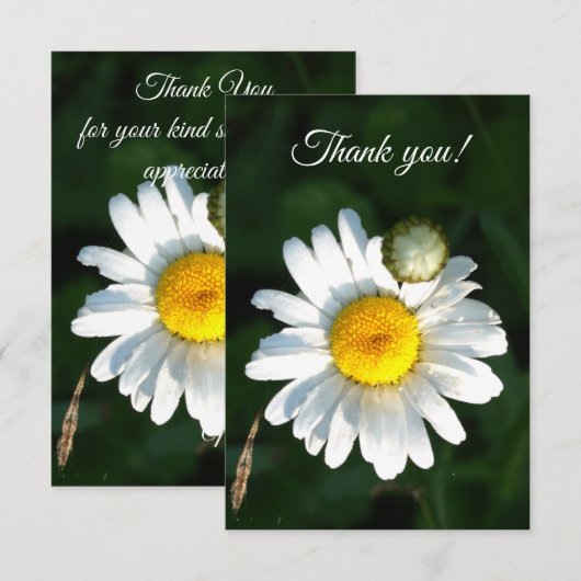 Witte Daisy-tekst Dank je wel Bedankkaart (Voorkant / Achterkant)