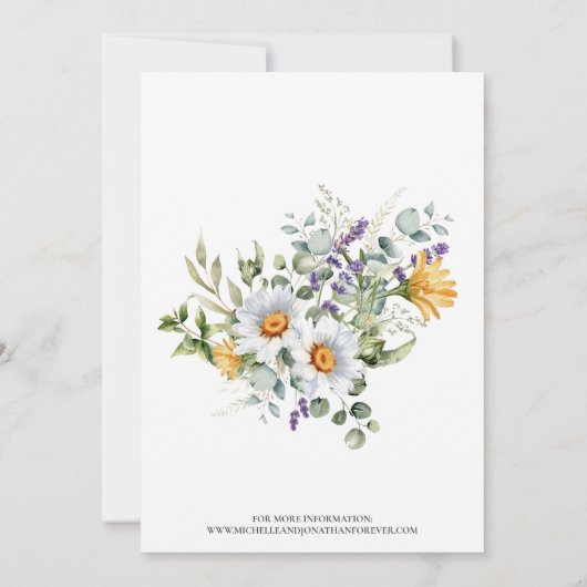 Witte Daisy Traditionele Huwelijksuitnodiging Kaart (Achterkant)