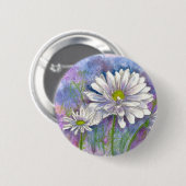 Witte Daisy Waterverf Bloemschilderij Ronde Button 5,7 Cm (Voorkant /achterkant)