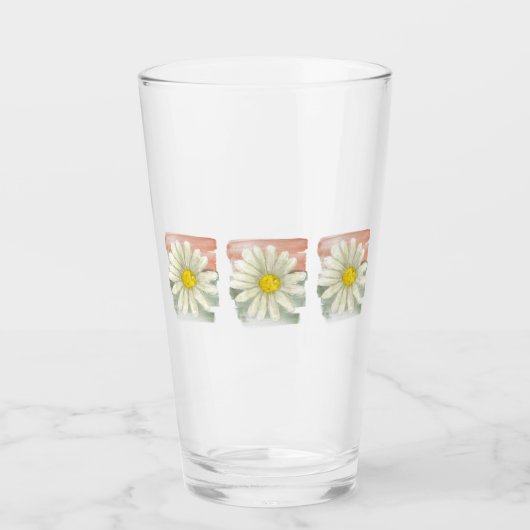 Witte Daisy Waterverf Glas (Voorkant)