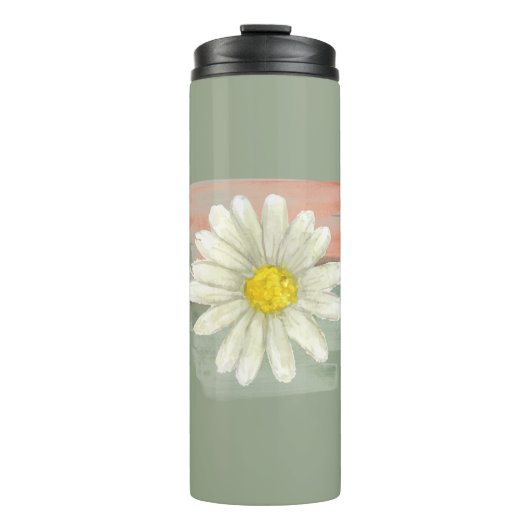 Witte Daisy Waterverf Thermosbeker (Voorkant)