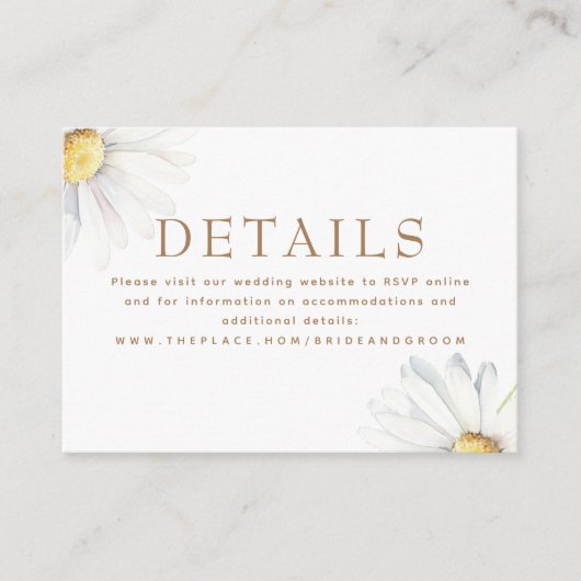 Witte Daisy Wildflower Elegant Kleine Details Informatiekaartje (Voorkant)