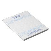 Witte Damasjes met blauwe vlinderkant Notitieblok (Schuin)