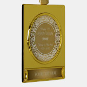 Witte Damask 50e Jubileum Verguld Banner Ornament (Rechts)