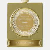 Witte Damask 50e Jubileum Verguld Banner Ornament (Voorkant)