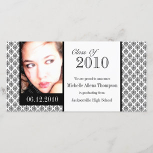 Witte Damask Afstuderen Aankondiging Fotokaarten