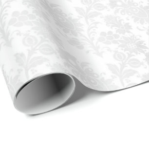  Witte Damask Bloemenprint Cadeaupapier