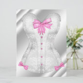 Witte Damask Roze Bogen Corset Lingerie Douche Kaart (Staand voorkant)