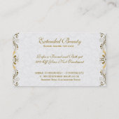 Witte Damasks & Goud Bloemen Kant Loyaliteit Kaart Klantenkaartje (Achterkant)