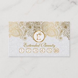 Witte Damasks & Gouden Paisley Kant Loyaliteit Kaa Klantenkaartje
