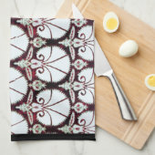 WITTE DAMAST ANJERS THEEDOEK (Quarter Fold)