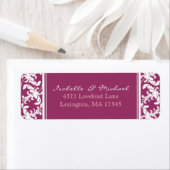 Witte Damast Bloemen op Wijnparen Adresetiketten Etiket (Insitu)