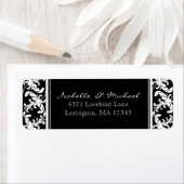 Witte Damast Bloemen Zwart Koppels Adresetiketten Etiket (Insitu)