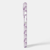 Witte Damast Dusty Paarse Monogram & Naam Case-Mate iPhone Case (Achterkant / Links)