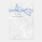 Witte Damast en Blauwe Nabootsing Boog Post-it® Notes (Voorkant)