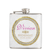 Witte damast en diamanten heupfles (Voorkant)