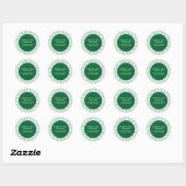Witte Damast en groene cirkel Ronde Sticker (Vel)