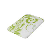 Witte damast en groene wervelingen badmat (Gekanteld)