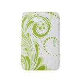 Witte damast en groene wervelingen badmat (Voorkant Verticaal)