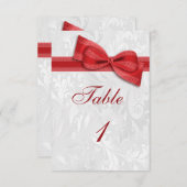 Witte damast en rode namaakboog kaart (Voorkant / Achterkant)