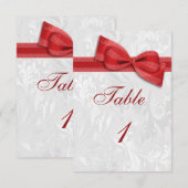 Witte Damast en Rood Neppen Boog Kaart (Voorkant / Achterkant)