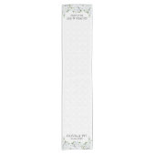 Witte damast en Rozen- Save the date Korte Tafelloper (Voorkant)