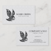 Witte damast en zwarte adelaar visitekaartje (Voorkant / Achterkant)