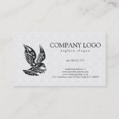 Witte damast en zwarte adelaar visitekaartje (Achterkant)