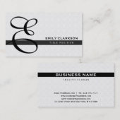 Witte damast en zwarte streep visitekaartje (Voorkant / Achterkant)