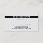 Witte damast en zwarte streep visitekaartje (Achterkant)