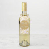 Witte Damast gouden cirkel Flessenhanger (Op fles)