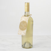 Witte Damast gouden cirkel Flessenhanger (Schuin)