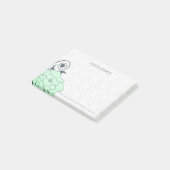 Witte Damast Groene Bloem Post-it® Notes (Schuin)
