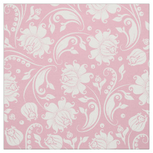 Witte damast met aangepaste pastel roze achtergron stof