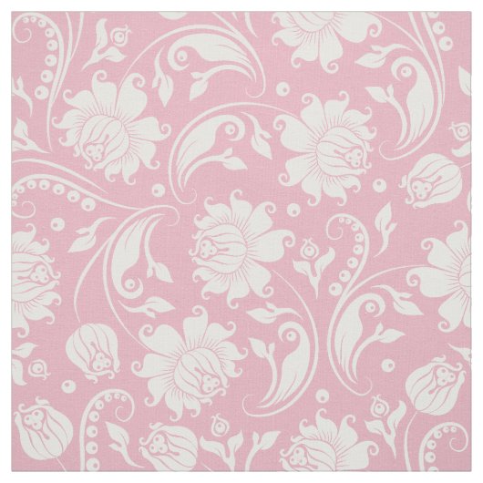 Witte damast met aangepaste pastel roze achtergron stof (Swatch)