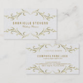 Witte damast met glitter bloemig Lijst Visitekaartje (Voorkant / Achterkant)