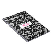 Witte damast met monogram notitieboek (Rechterzijde)