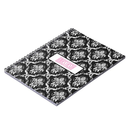 Witte damast met monogram notitieboek (Linkerzijde)