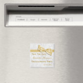 Witte Damast & Nagemaakte Strik Bachelorette Save  Magneet (Insitu (Vaatwasser))