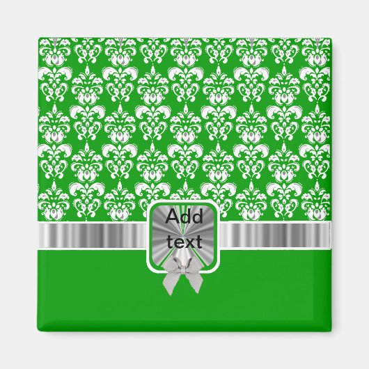 Witte damast op elke kleur magneet (Voorkant)