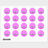 Witte damast op elke kleur ronde sticker (Vel)
