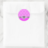 Witte damast op elke kleur ronde sticker (Tas)