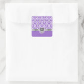 Witte damast op elke kleur vierkante sticker (Tas)