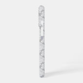 Witte Damast op grijze monogram en mooie naam iPhone 16 Hoesje (Linkerkant)