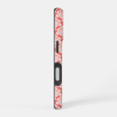 Witte Damast op Koraal Monogram & Naam Mooie iPhone 16 Hoesje (Rechterkant)