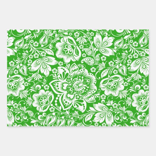 Witte  damast op sinaasappel, paarse en groene inpakpapier vel (Voorkant 3)