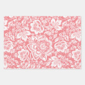 Witte  damast op zwart, blauw en roze inpakpapier vel (Voorkant 3)