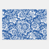 Witte  damast op zwart, blauw en roze inpakpapier vel (Voorkant 2)