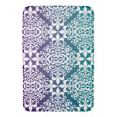 Witte Damast Paarse en Blauwgroen Ombre Badmat (Voorkant Verticaal)