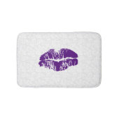 Witte Damast & Paarse Lippen Badmat (Voorkant)